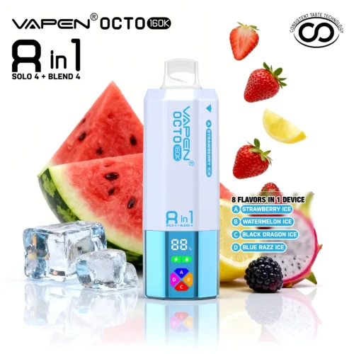 VAPEN OCTO 160K Puffs - Truskawka Ice + Arbuz Ice + Black Dragon Ice + Blue Razz Ice